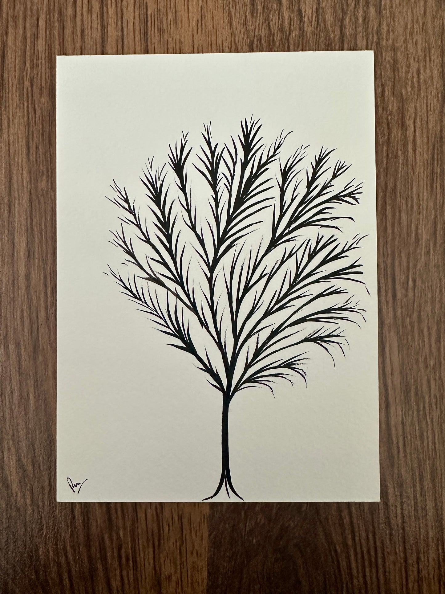 Whispers Of A Tree - Hand Painted Black Ink Postcard