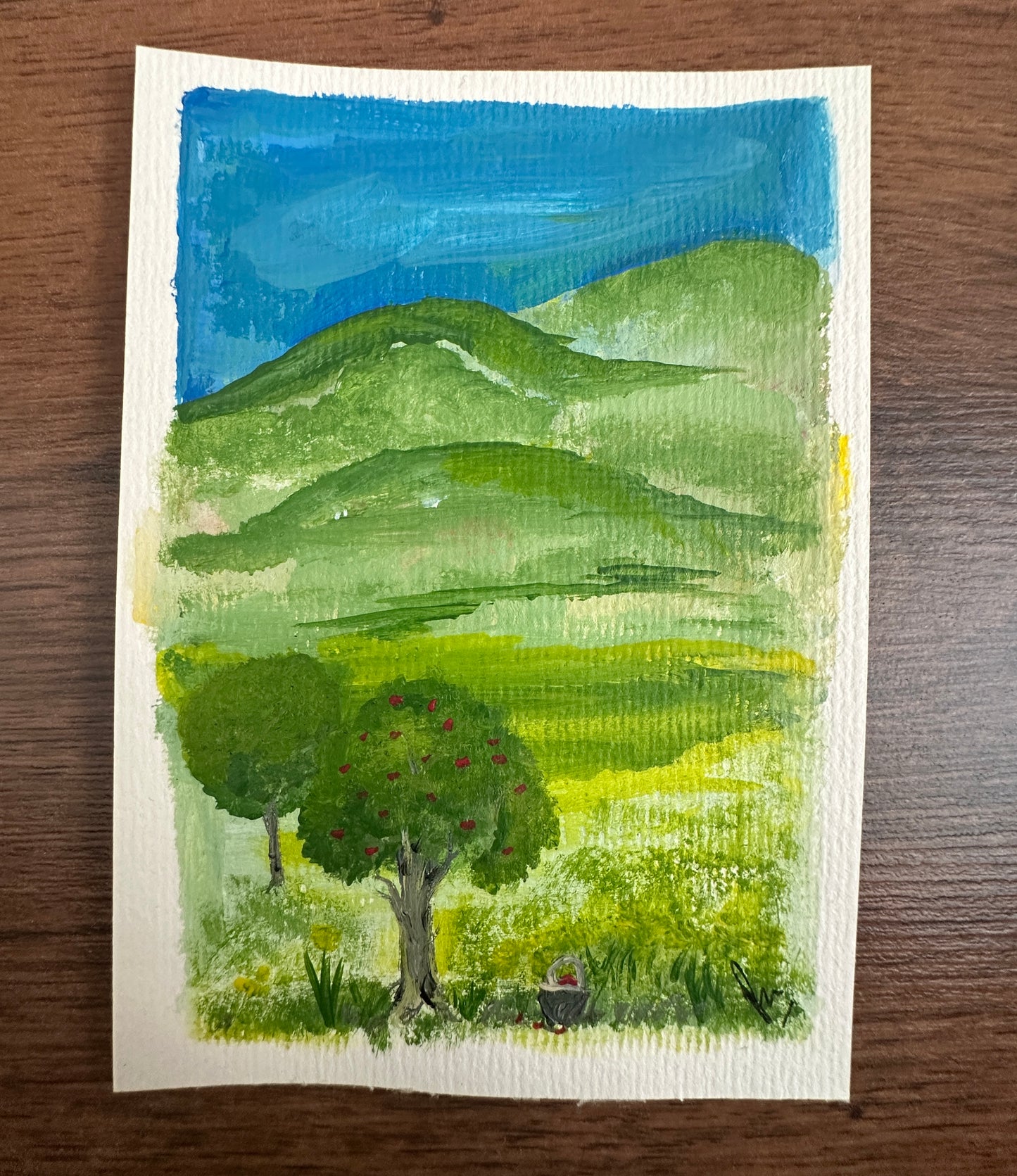 The Apple Tree - Hand Painted Postcard