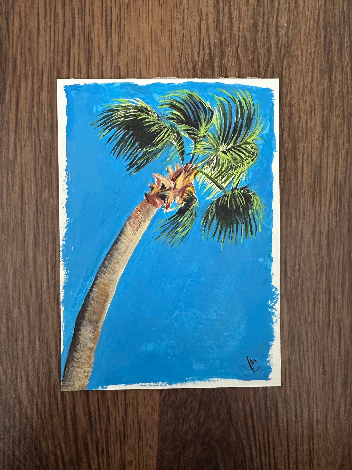 Blue Skys & Palm Dreams - Hand Painted Postcard